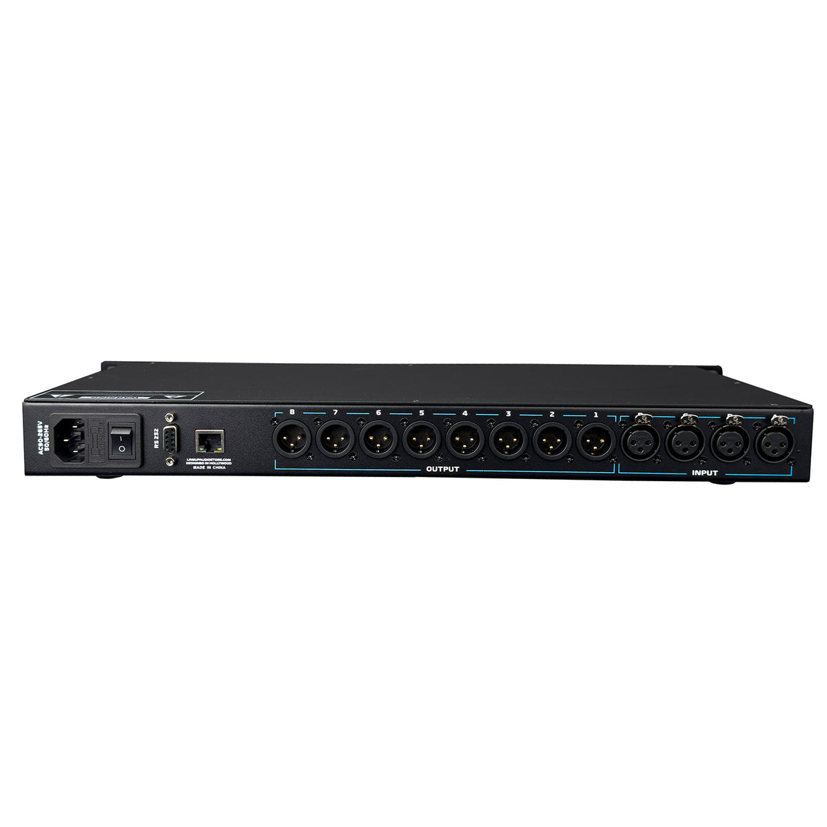 4-In / 8-Out FIR DSP Speaker Processor, 96 kHz / 24-Bit, USB / RJ45 / RS232, GALLIARD48FIR