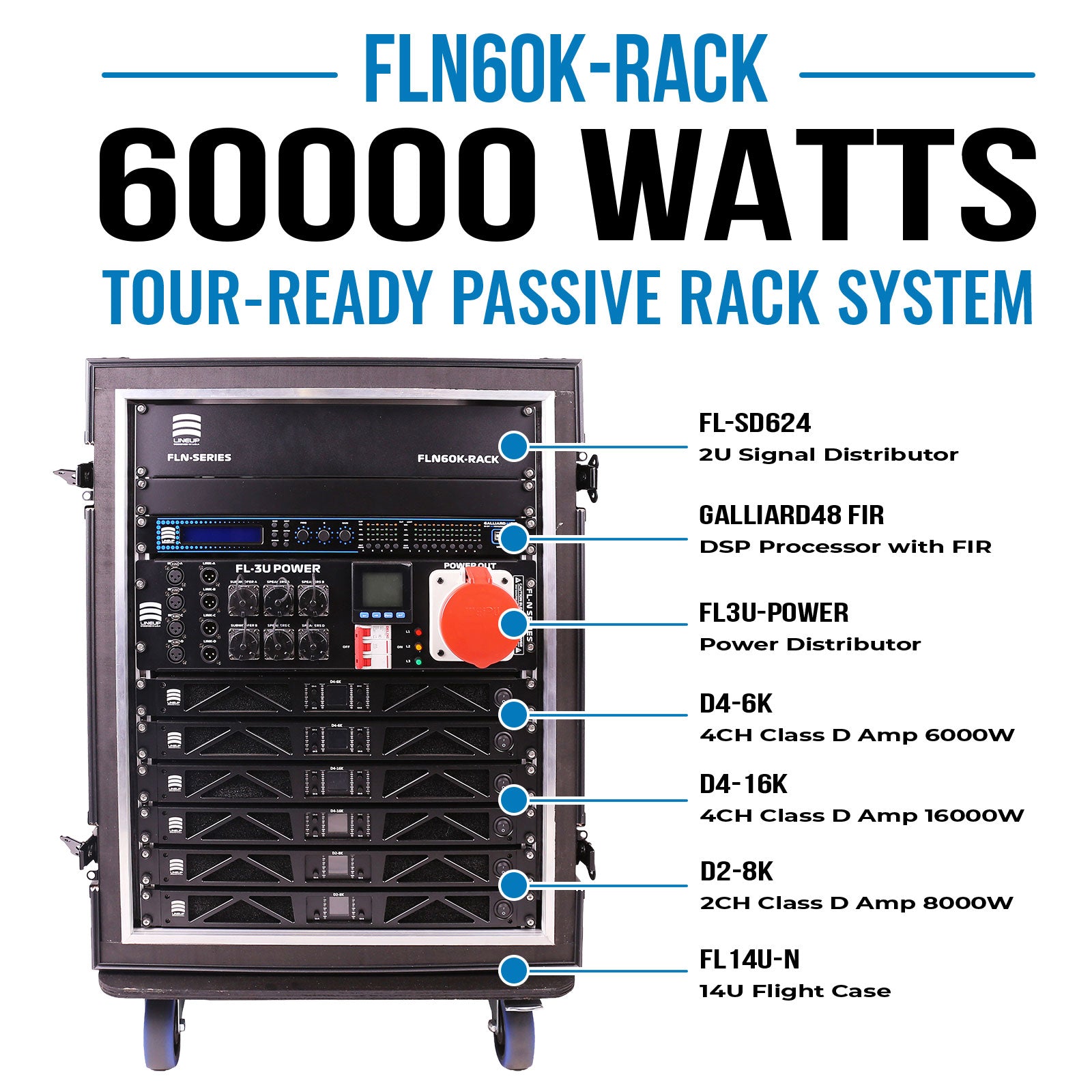 60000 Watts Tour-Ready Passive Rack System for FL Neodymium Series,  FLN60K-RACK